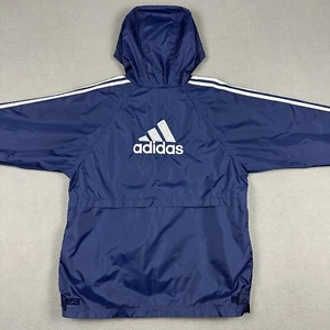 Adidas Track Jacket Mens Medium Blue Full Zip Vented 3 Stripe Windbreaker Y2K - Picture 1 of 17