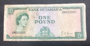 1960(ND1964)Jamaica  1 Pound Banknote-P# 51Ce-Signature#4