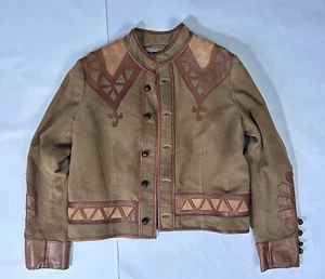 Ralph Lauren Blue Label Southwestern Cropped Work Jacket in Brown Size 6 - Picture 1 of 24