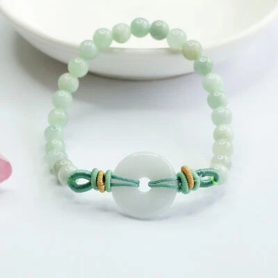 Pulseras de donut de jade birmano joyas de cuentas de jadeíta blancas naturales chinas para mujeres Foto 1 de 4