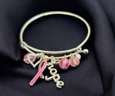 ~ AVON Breast Cancer Awareness Crusade HOPE Pink & Silvertone Charm Bracelet - Image 1 of 4