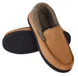 Mens Warm Moccasin Fuzzy Slippers Cozy Memory Foam Indoor Outdoor House Shoes - Picture 1 of 16