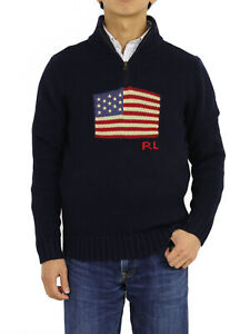 Polo Ralph Lauren Boy's Pullover 1/2 Zip USA Flag Sweater - 2 colors -