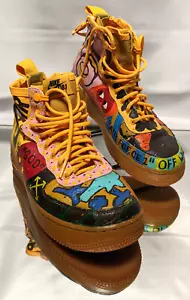 Nike SF AF1 Special Air Force Mid OBJ AJ0424-800 Custom Paint Job Size 6Y - Picture 1 of 8