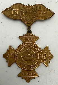 1909 Knights Templar Medal 22nd Annual Conclave Grand Commandery of Washington - Picture 1 of 4