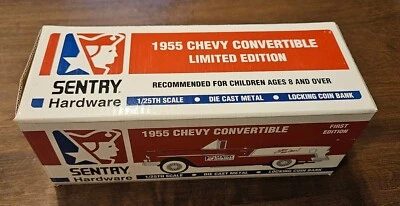 SENTRY Die Cast 1955 Chevrolet Convertible Locking Bank #55017~ 1:25 ~ NOS~T7853 - Image 1 of 4
