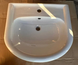 Moores 560mm Semi Recessed Bathroom Basin 1TH Single Tap Hole - Made In Italy - - Picture 1 of 10