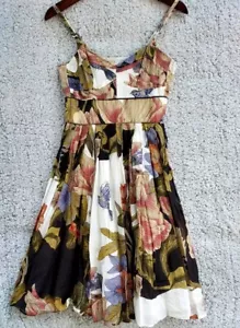 Womens Dress Multicolor Baby Doll Sleeveless Spaghetti Floral Cottagecore XXS - Picture 1 of 5