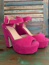 womens core collection chunky platfrom heels size 4 fuschia hot pink 