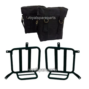 Royal Enfield Meteor 350cc "MILITARY PANNIER BLACK COLOR BAGS & FITTING" - Picture 1 of 5