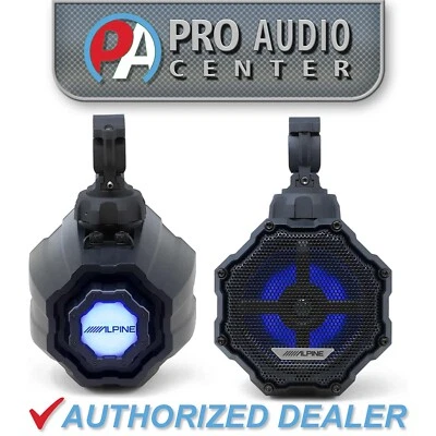 SPV-65RGB-CAN Alpine 6.5" Marine RGB LED Lighted Coaxial Speakers+ Black Cans - Image 1 of 4