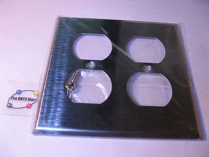 Steckdose Wandplatte Duplex Steckdosenabdeckung Edelstahl 2-Gang Dual  - Bild 1 von 3