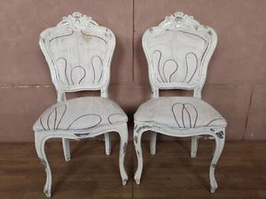 COPPIA POLTRONCINE LACCATE IN BIANCO INTEGRE E ORIGINALI EPOCA 900' - Foto 1 di 12