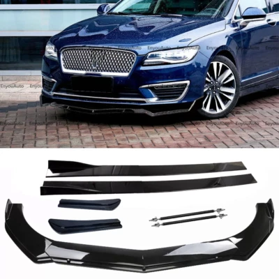 For Lincoln MKZ Front Bumper Lip 86" Side Skirt Rear Bumper Lip Strut Rods Black - Image 1 of 4