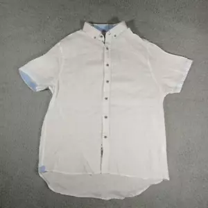 Report Collection Heritage Linen Button Up Shirt Men's Size Large Short Sleeve - Picture 1 of 11