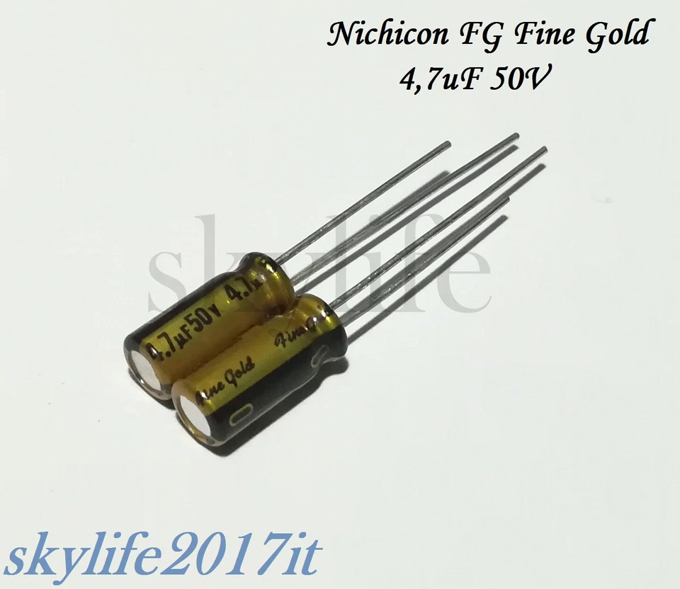 2 pz Condensatore elettrolitico 4,7uF 50V NICHICON FG Fine Gold MUSE Audio Hi-fi