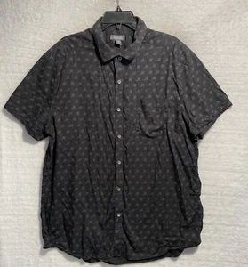Kenneth Cole Reaction Button Shirt Mens 2XL Black Palm Tree All Over Collar - Picture 1 of 8