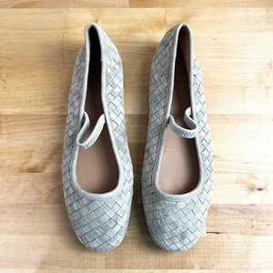 Madewell Greta gewebte Wildleder Mary Jane Ballerinas Schuhe Größe 8,5 gewaschen oliv - Bild 1 von 9