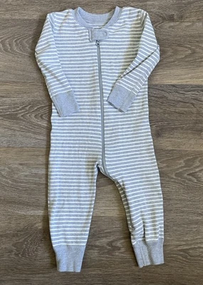 Pijama Hanna Andersson para dormir niños 2T niño pequeño cremallera algodón orgánico gris y blanco Foto 1 de 4