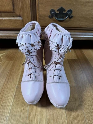 Zapatos de encaje Lolita rosa pastel talla 6 Foto 1 de 4