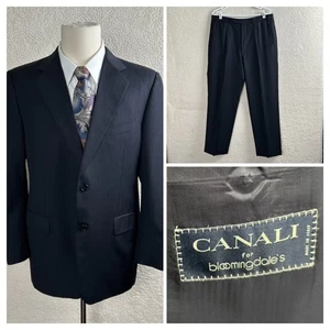 Tuta Canali uomo IT~52R US~42R pantalone 35x30 anni 120 super lana nero gessato - Foto 1 di 20