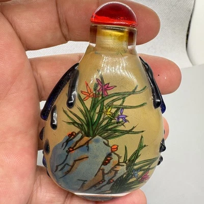 Ancient Chinese Beijing collection, pure hand painting, glass, snuff bottle - Image 1 of 4