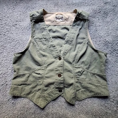 Chaleco tallado con volantes para mujer XL utilitario botón frontal bolsillos ajustables ropa de trabajo Foto 1 de 4