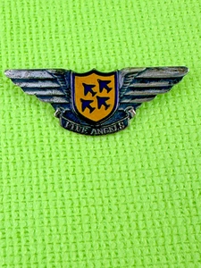 Rare Vintage Blue Angels Pilot Wings Pin Metal & Enamel Unmarked - Bild 1 von 9