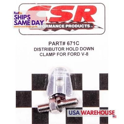 Csr 671C, One Fits Ford V8 Distributor Hold Down Clamp Clear Aluminum Performanc - Image 1 of 4