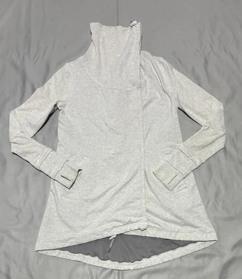 Jaqueta Lululemon Feminina Média Cinza Funil Pescoço Snap Front Longline Moletom - Imagem 1 de 4