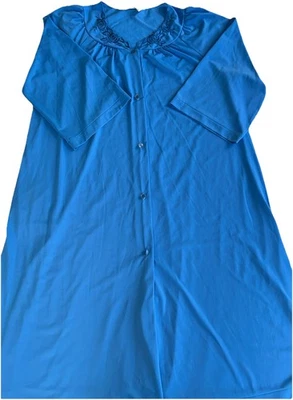 SHADOWLINE Button Down Robe Womens Size Medium Embroidered Royal Blue Nylon - Image 1 of 4