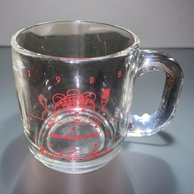 MARSHALL FIELD'S 1988 Santa Bear " I Can Bearly Wait!" Glass Mug  - Image 1 of 3