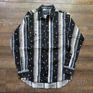Vintage Mens Medium Wrangler X-Long Tails Aztec Western Cowboy Longsleeve Shirt - Picture 1 of 7