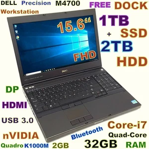 Workstation DELL M4700 i7-QUAD (1TB SSD + 2TB HDD) 32GB 15.6" FHD Quadro 2GB - Picture 1 of 12