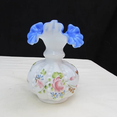 Fenton Charleton Garden Hand Painted Beaded Melon Vase Special Order LE 2006 204 - Image 1 of 4