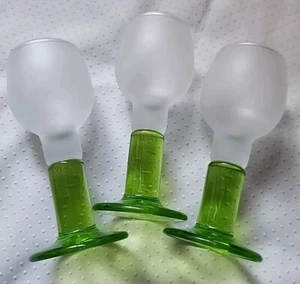Vintage Frosted Crystal Candle Holder Green Stem Glass. H= 5" - Picture 1 of 14