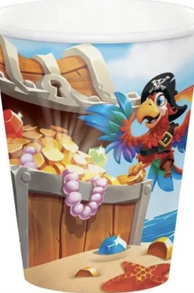 Pirate Treasure 9 oz Hot/Cold Cups 8 Pack Paper Boy Kids Birthday Tableware - Image 1 of 2