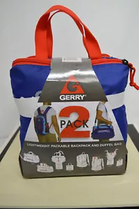 NEW Gerry Outdoor 2 pack Lightweight Packable Backpack and Duffel Bag BLUE - Picture 1 of 6