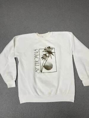 Sudadera Vintage St Thomas Blanca Hanes Cuello Redondo 1994 Pullover Mujer Grande Foto 1 de 4
