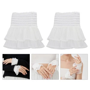 Camicia bianca finta chiffon maniche in tulle staccabili con orlo in pizzo polsini - Foto 1 di 12