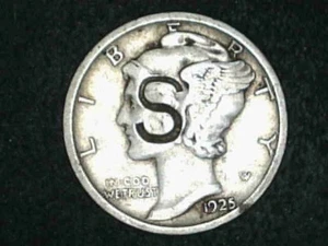 1925 Mercury Dime Error Obverse Double Die Liberty, &  "S" stamped on the front - Picture 1 of 12