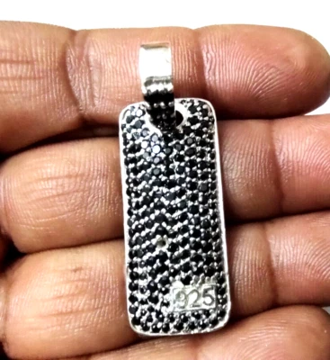 Black Diamond Hip Hop Pendant 925 Sterling Silver IGL Certified Black 2 mm - Image 1 of 4