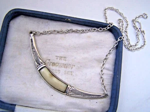 VINTAGE SOLID STERLING SILVER BUTTERSCOTCH EGG YOLK AMBER COLLAR NECKLACE 17" - Picture 1 of 6