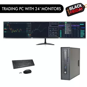 HP TRADING COMPUTER NVIDIA 4K Core i5 with + 3X 24" Monitors 1TB SSD HDD 24gbRAM - Picture 1 of 5