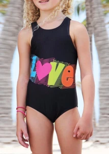 GIRLS Limeapple Rainbow Love One Piece - Picture 1 of 1