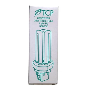 TCP 32426T/50K 26W 4-Pin PL GX24q-2 26W 5000K Triple Tube CFL Light Bulb - Picture 1 of 5
