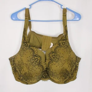 Cacique Women's Boost Plunge Full Figure Bra w/Lace, Green, Size 50D - Picture 1 of 3