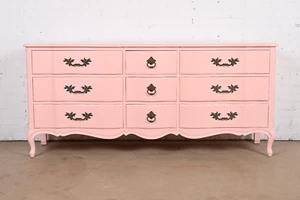 Henredon French Provincial Louis XV Pink Lacquered Triple Dresser, Refinished - Picture 1 of 11