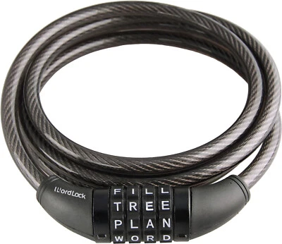 Wordlock 4 discagem cabo combinação trava 6 pés 585 libras 0,4" espessura CL-422-BK - Imagem 1 de 2