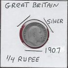 INDIA BRITISH COLONY 1/4 RUPEE 1907 RULER EDWARD VIII,BUST FACING RIGHT,LEGEND I